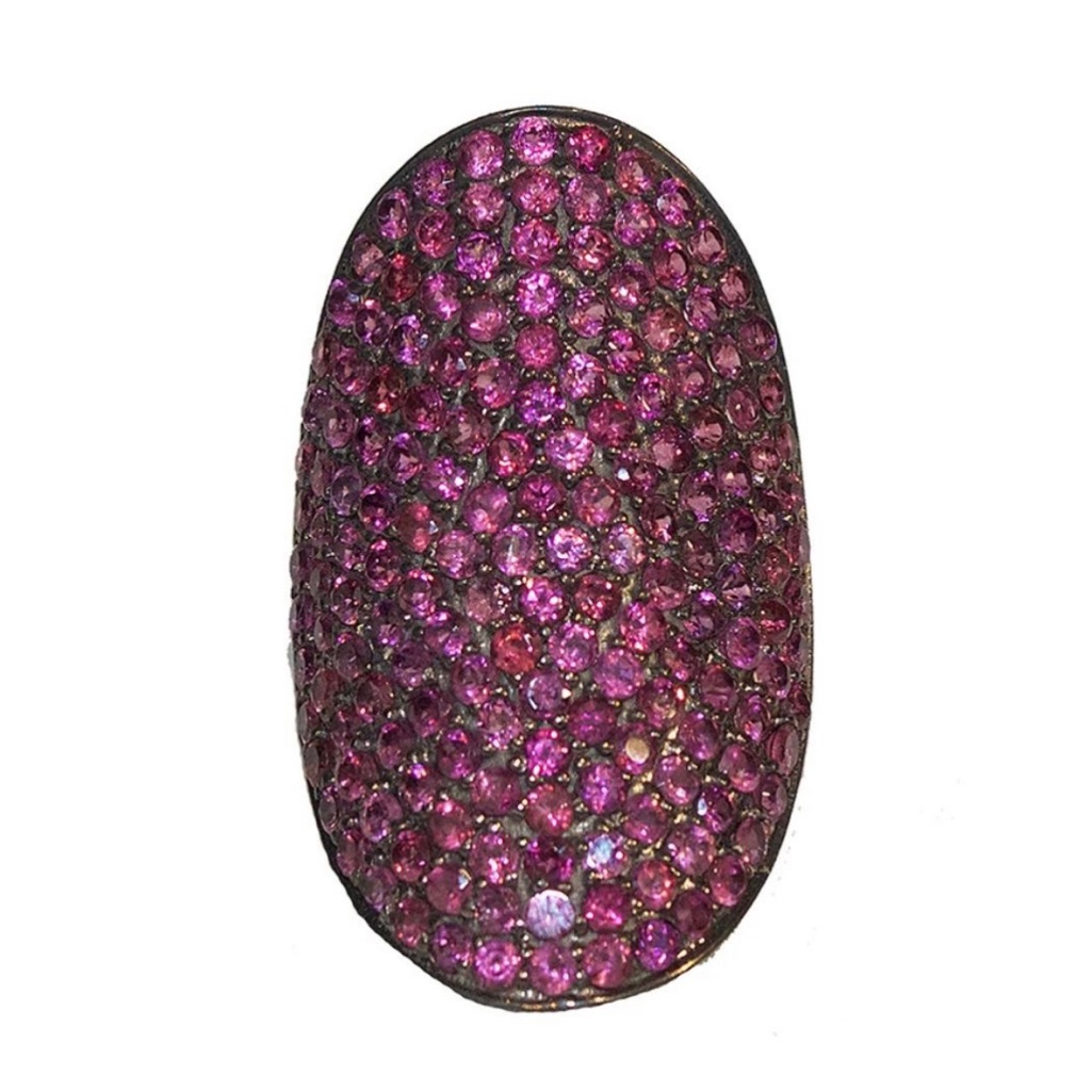 $668 Pave Pink Crystal Oval Statement Ring